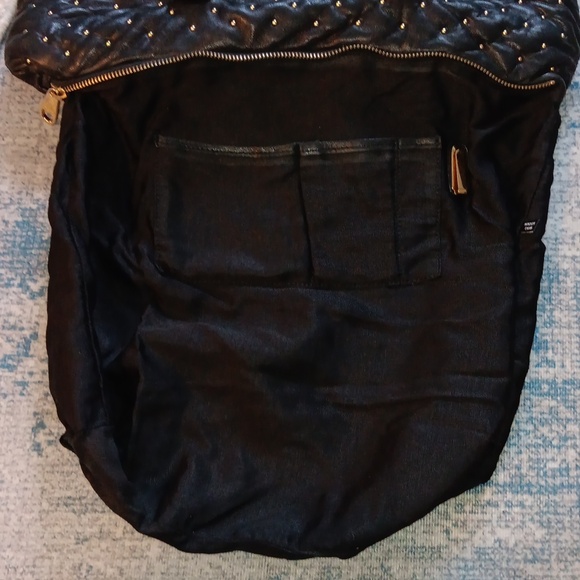 Badgley Mischka handbag black leather gold pearl - Picture 8 of 9